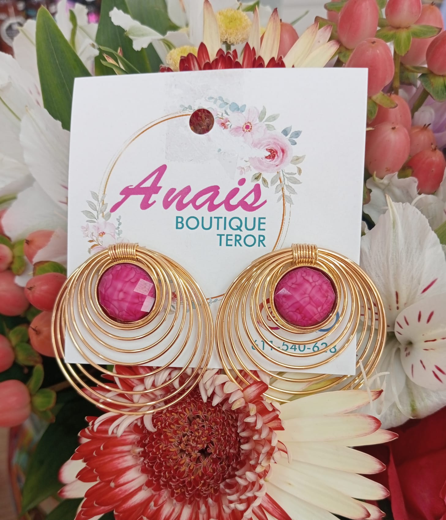 Pendientes Huracan Fuscia