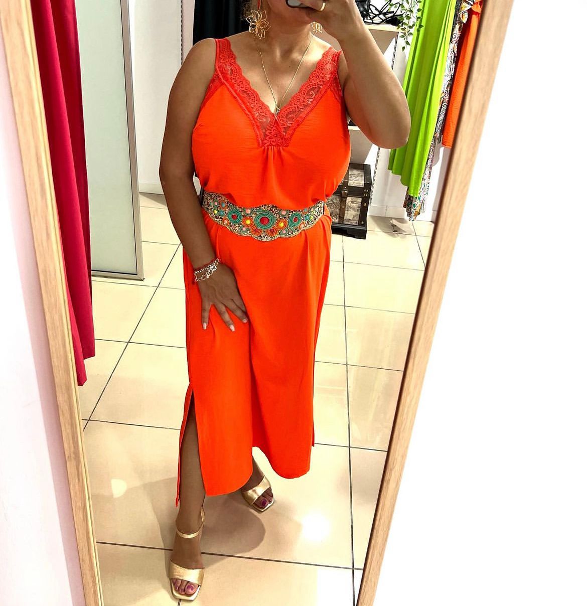 Vestido Lencero Naranja