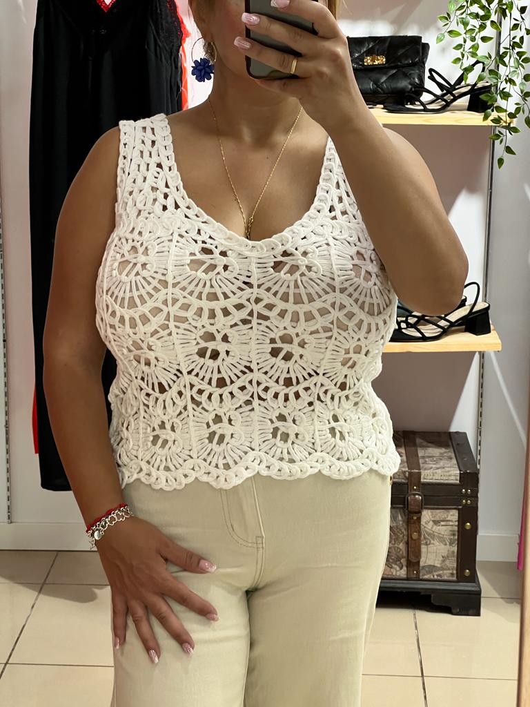 Blusa Crochet Blanca